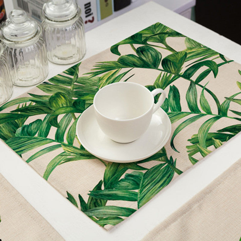 Green Leaf Printed Table Place Mats